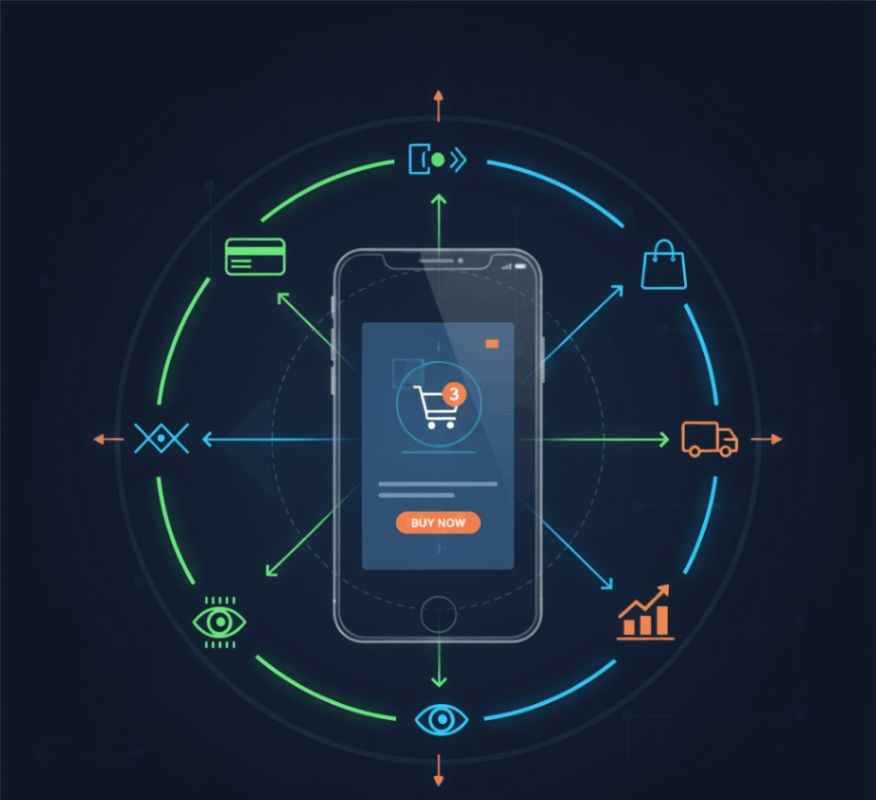 The image shows how e-commerce can be integrated through Digital Marketing via TikTok.